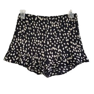 She & Sky Ruffle Shorts Black White Polka Dots Women's M